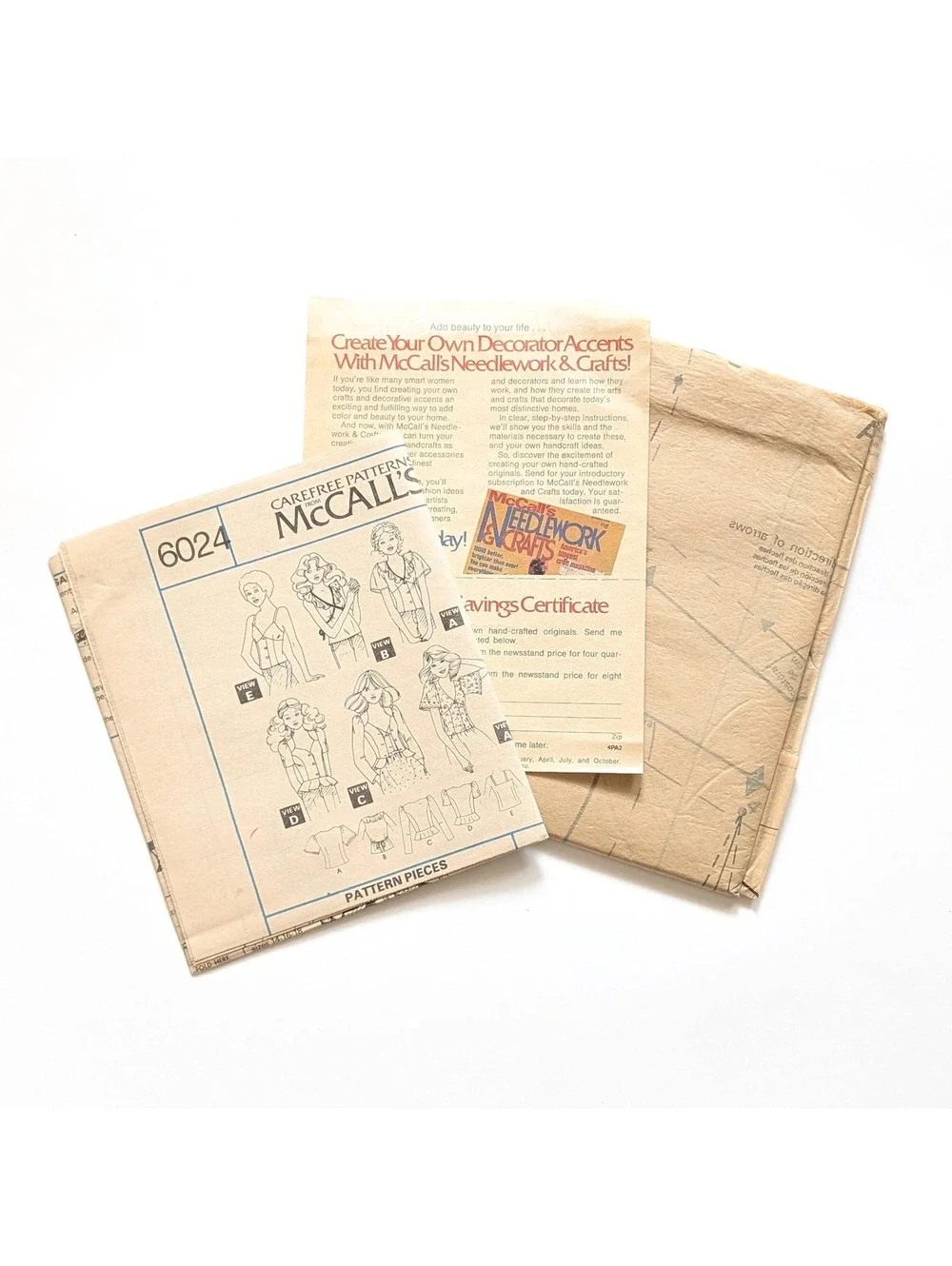 1978 Vintage McCall's 6024 Sewing Pattern - Misses Set of Tops